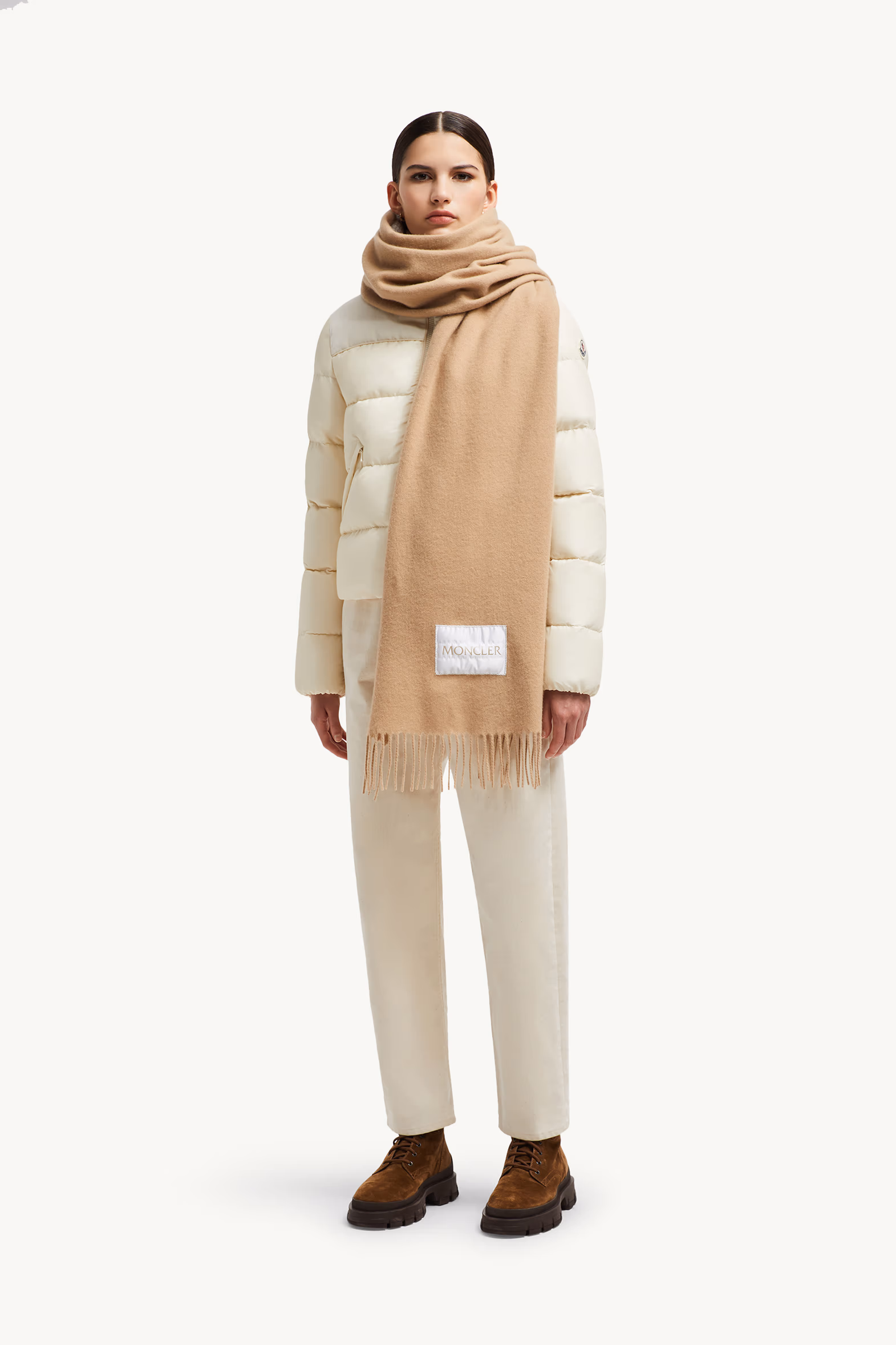 Écharpe en feutre de laine Femmes Beige Moncler 2